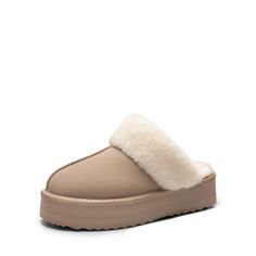 PRICES MAY VARY. Genuine Suede Upper: These cozy women's slippers are made from genuine suede that offers a luxurious velvety feel and the quality makes them a popular choice in various settings. The splash-proof upper of these slip-on slippers keep feet protected from light rain and spills. Versatile & Stylish: Step out in these plaftform slippers that are designed with a thick sole that elongates the legs and complements your everyday casual outfits. Suitable for year-round indoor and outdoor Winter Super Soft Beige Slippers, Comfortable Beige Slip-on Platform Slippers, Cozy Beige Slip-on Slippers, Waterproof Slippers, Winter Slip-on Slippers With Faux Fur Trim, Comfortable Slip-on Faux Fur Slippers, Comfy Slippers, Winter Slippers, Everyday Casual Outfits