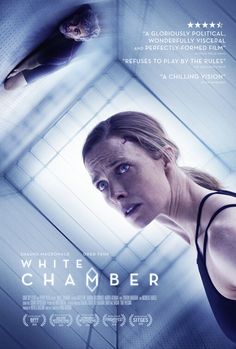 the movie poster for whitechamber features a woman staring at another person in an empty room