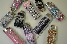 many different types of cell phones with pearls on them