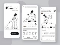 three mobile screens showing how to use pawstar