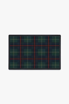 a black and green plaid placemat on a white background with the words, i'm