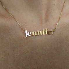 "Name Necklace Gold 14K, Name Necklace, Etsy Name Necklace, Name Plate Necklace Etsy, Gold Necklace For Woman, 14K Gold Name Plate Necklace, namenecklace, Necklace For Woman Personalized , Custom Gold Name Necklace with your desired name, personalize your name necklace or your lovers, is a great gift idea for any moment NECKLACE INFORMATION ∙ Pendant Size: 11 mm ~ 40 mm (depends on the name) ∙ Chain Design: Rolo / Box ∙ Chain Length: 14\" - 22\" Inches ∙ Thickness: Silver/Gold Plated (1.0mm), So Gold Name Plate, Name Chain, Necklace With Kids Names, Name Plate Necklace, Sunshine Necklace, Name Necklace Gold, Lovers Necklace, Gold Name Necklace, Plate Necklace