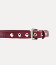 a red leather collar with silver studs