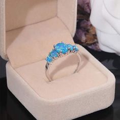 Blue Fire Opal Silver Ring AtPerrys - AtPerry's Healing Crystals Opal Silver Ring, Caribbean Ocean, Pink Fire, Fire Opals Jewelry, The Ring Face, Blue Fire Opal, Blue Opal Ring, The Virtues, Magic Love