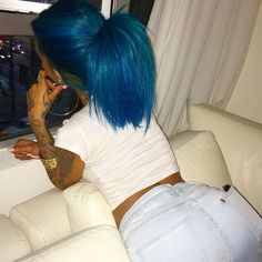 Classy Blue Hair, Blue Hair Ponytail, Turquoise Blue Hair, Blue Wig, Hair Laid, Baby Cakes, Lace Hair