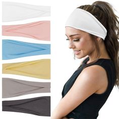 PRICES MAY VARY. HIGH QUALITY: The womens headbands are made of polyester and spandex. These headbands are breathable, stretchy, sweat absorbing, extreme soft and comfortable! SIZE: The width not stretched is about 9.25 inch, height is about 3.9 inch, the maximum width after stretch is about 15 inch. One size fits most, not too tight or too loose. NICE DESIGN: Because the headband is wide, you can keep the headband narrow or wide freely by folding it, or as a scrunchie to pull back your hair. Yo Running Hair, Running Hairstyles, Kit Spa, Lazy Day Hairstyles, Yoga Hair, Running Outfit, Lazy Hairstyles, Running Headbands, Scrunchies Diy