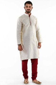 #muslim #eid #dresses 2018 - Beige With Maroon Mens kurta pajama Set - 5142 Male Kurta Design, Outfit Inspirations Men