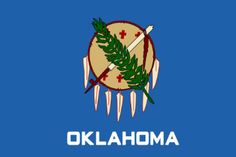 the flag of the state of oklahoma with an arrow and two crossed spears on it