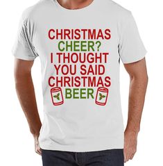 Men's Christmas Shirt - Christmas Beer Shirt - Funny Christmas Present Idea for Him - Holiday Drinking Shirt - White Tshirt - Christmas Gift Christmas Baby Reveal, Mens Christmas Shirts, Funny Thanksgiving Shirts, Womens Christmas Shirts, Birthday Party Outfits, Novelty Shirts