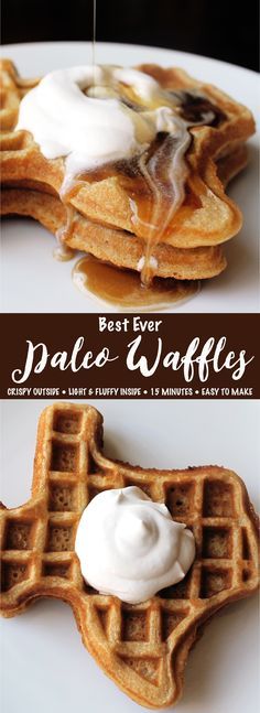 two waffles with white icing on top and the words best ever dale waffles