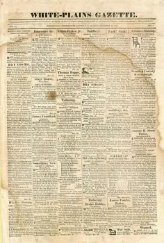 an old newspaper with the word white plains gazette written on it's front page