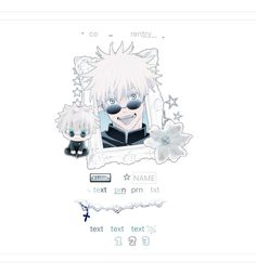 an anime character with white hair and black glasses is shown on the webpage, which features