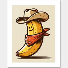 a banana wearing a cowboy hat and scarf