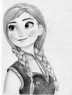 a pencil drawing of a girl with braids