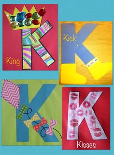 four different types of paper crafts with the letters k and k in each letter,