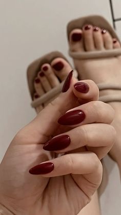 red nails,manicure,pedicure,red manicure,red pedicure, nails 2024 ideas, manicure and pedicure 2024 Stylish Nails Red, Easy Xmas Nails, Brown Nails For Fall, Nails With White Tips, Short Fall Nail Designs, Short Fall Nail, Red Pedicure, Nails For Fall, Nail Paint Shades