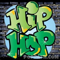 the word hip is painted on a brick wall