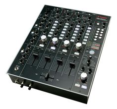 an electronic mixing console with knobs and controls