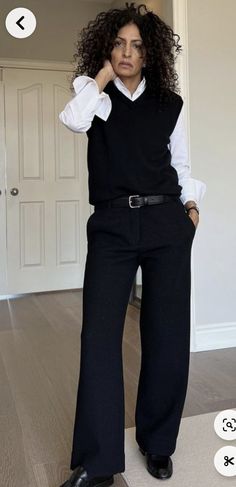 Black Waistcoat Outfit Women, Black Slacks Outfit, Waistcoat Outfit Women, Slacks Outfit, Waistcoat Outfit, Black Waistcoat, Office Wear Women, Office Outfits Women, Casual Chic Outfit