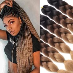 Brown Box Braids, Ombre Box Braids, Elegance Hair, African Elegance, Kanekalon Braiding Hair, Jumbo Braiding Hair, Ombre Braid, Box Braid