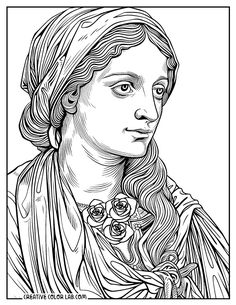 Blessed virgin Mary coloring page for adults. Lent Pictures, Mary Coloring Page, Old Kids Cartoons, Catholic Coloring Pages, Seven Sacraments, Catholic Symbols, Jesus Coloring Pages, Coloring Page For Adults, Stained Glass Church