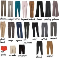 Different Types Of Pants, Info Board, Slacks Trousers, Womens Jeans