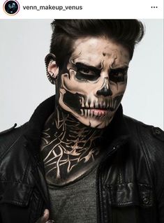 Mens Skull Face Paint, Skull Face Paint For Men With Beard, Skull Face Makeup Men Beard, Men’s Skull Makeup, Half Skeleton Makeup Men, Skull Makeup Halloween Men, Skeleton Face Paint Men, Realistic Skull Makeup, Grim Reaper Makeup Men