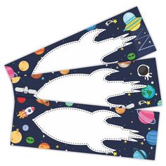 two space themed placemats on top of each other