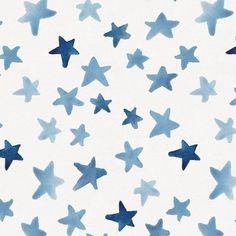 blue watercolor stars on white background for wallpaper or fabric design, suitable to be used in children's room