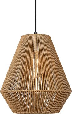 a wooden light hanging from a ceiling fixture