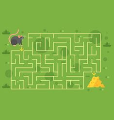 a maze game with an animal in the middle and a mouse at the bottom, on a green background