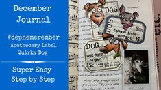 an open book with pictures of dogs on it and the words december journal written below