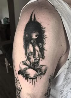 Attractive Succubus Tattoo For Arms Succubus Tattoos, Succubus Tattoo, Cool Back Tattoos, Grunge Tattoo, Goth Tattoo, Devil Tattoo, Art Noir, Weird Tattoos