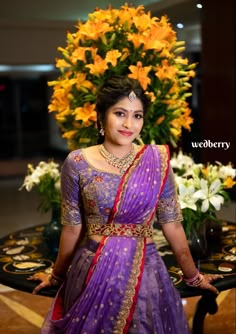 Purple Lehanga 
Lavender Lehanga
Men’s wear
Diamond jewellery 
Couple poses
Handwork blouses
Bangles
Wedding photography Pattu Frocks, Pattu Dress, Engagement Saree, Half Saree Function, Langa Voni, Netted Blouse Designs, Women Saree, Half Sarees