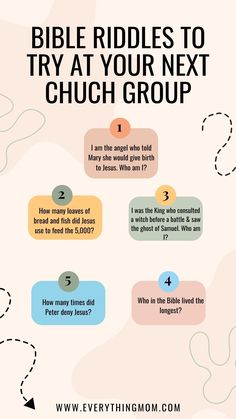 the bible riddles to try at your next church group info graphic by everything com