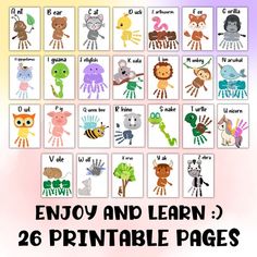 the printable animal alphabets for children to learn and use in their own language