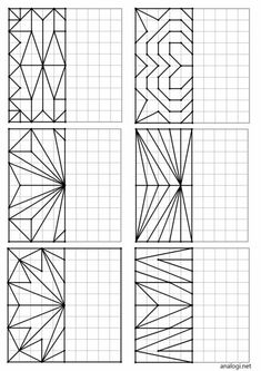 four squares that have been drawn in the same pattern