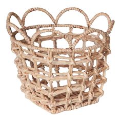 a woven basket is shown on a white background