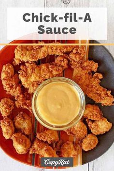 chicken - fil - a sauce on a plate with tater tots and dipping sauce