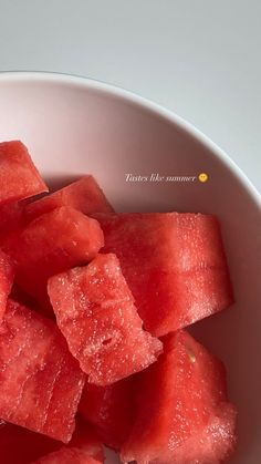 slices of watermelon in a white bowl