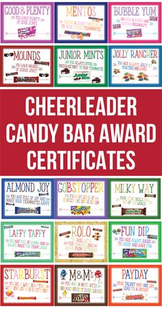 candy bar award certificate for team sports