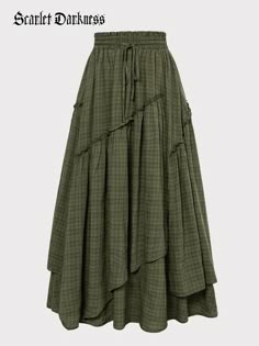 Layered Long Skirt, Cottagecore Skirt, Long Plaid Skirt, Long Tiered Skirt, Modesty Outfits, Flowy Maxi Skirts, Overlay Skirt, Old Fashion Dresses, Modest Dresses Casual