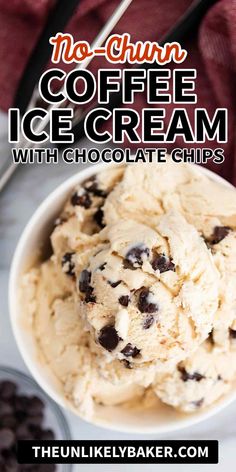 You won’t need an ice cream maker to make coffee chocolate chip ice cream at home. Just mix together espresso, semi-sweet chocolate chips, vanilla and cream for an excellent way to get your caffeine kick on a hot summer day. Check out the easy recipe! Ninja Creami Coffee, No Churn Coffee Ice Cream, Coffee Ice Cream Recipe, Ninja Recipes