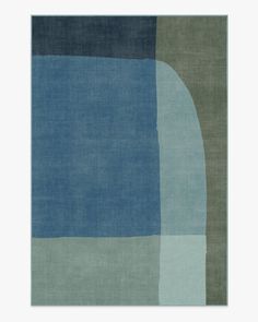 an abstract rug with blue and green colors