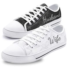 Husband and Wife Matching Shoes, Bride Sneakers Personalized Honeymoon Just Married Bridal Shoes Unisex Canvas Shoes Custom Wedding Shoes SIZE CHART On Listing Pictures. PROCESSING : -Your Shoes are made to order, meaning we print them special just for you when your order is placed. Please allow 4 - 7 business days for us to print your Shoes. -The average shipping time is 7 - 20 business days depending on the delivery destination. Bride And Groom Nike Shoes, Mr And Mrs Shoes, Customizable White Sneakers For Wedding, Customizable White Wedding Sneakers, Bride And Groom Custom Shoes, Wedding Sneakers For Bride, Bride Converse, Bride Sneakers, Converse Wedding Shoes