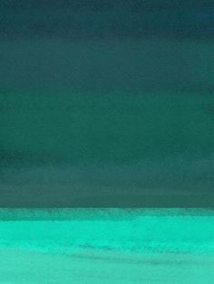 an abstract painting with green and blue colors on the water, in shades of teal