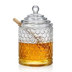 PRICES MAY VARY. 【Material & Size】: The honey jar is made of high quality glass, pretty transparent and tasteless.which is very safe, please use it with confidence. Crystal honey jar measures approximately: container 5.7*3.2in diameter.Note: hand wash only. 【Use】:To your tea favorite breakfast foods with this glass honey jar & dipper set.Easy to add honey to hot beverages or bread without dirtying more utensils and without making a sticky mess.You can see the inside and it's very easy to clean. Honey Container, Royalty Art, Natural Magic, Honey Dipper, Kitchen Accessories Decor, Decorative Kitchen, Honey Jar, Honeycomb Pattern, Honey Pot