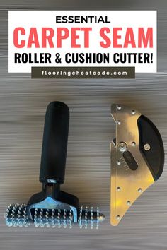 Here is A spiked roller tool with a black grip next to a metal tool featuring rivets and a curved, triangular shape. Cheat Code, Carpet Installation, Diy Carpet, New Carpet, Accessories Ideas, Game Changer, Home Décor, Carpet, Home Improvement