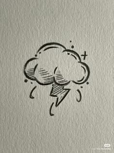 a drawing of a cloud with lightning coming out of it