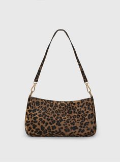 Shoulder bag  Leopard print, one removable single strap, gold-toned zip closure, one main compartment with internal pockets, flat base 60% pU 40% polyester  L 25cm x H 34.5cm x D 12cm / L 9.8" x W 13.5" x D 4.7" Leopard Purse, Cute Couple Gifts, Printed Purse, Pretty Bags, Mini Shoulder Bag, Mini Purse, Printed Bags, Shoulder Purse, Print Gifts